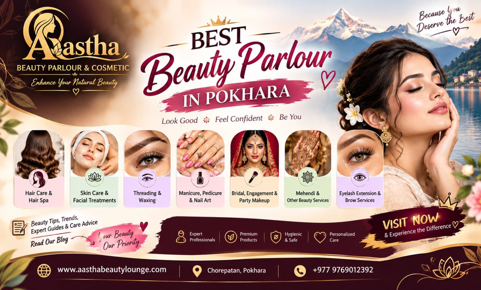 Ladies Salon in Pokhara for Haircut, Hair Spa, Facial, Skincare and Bridal Makeup Services