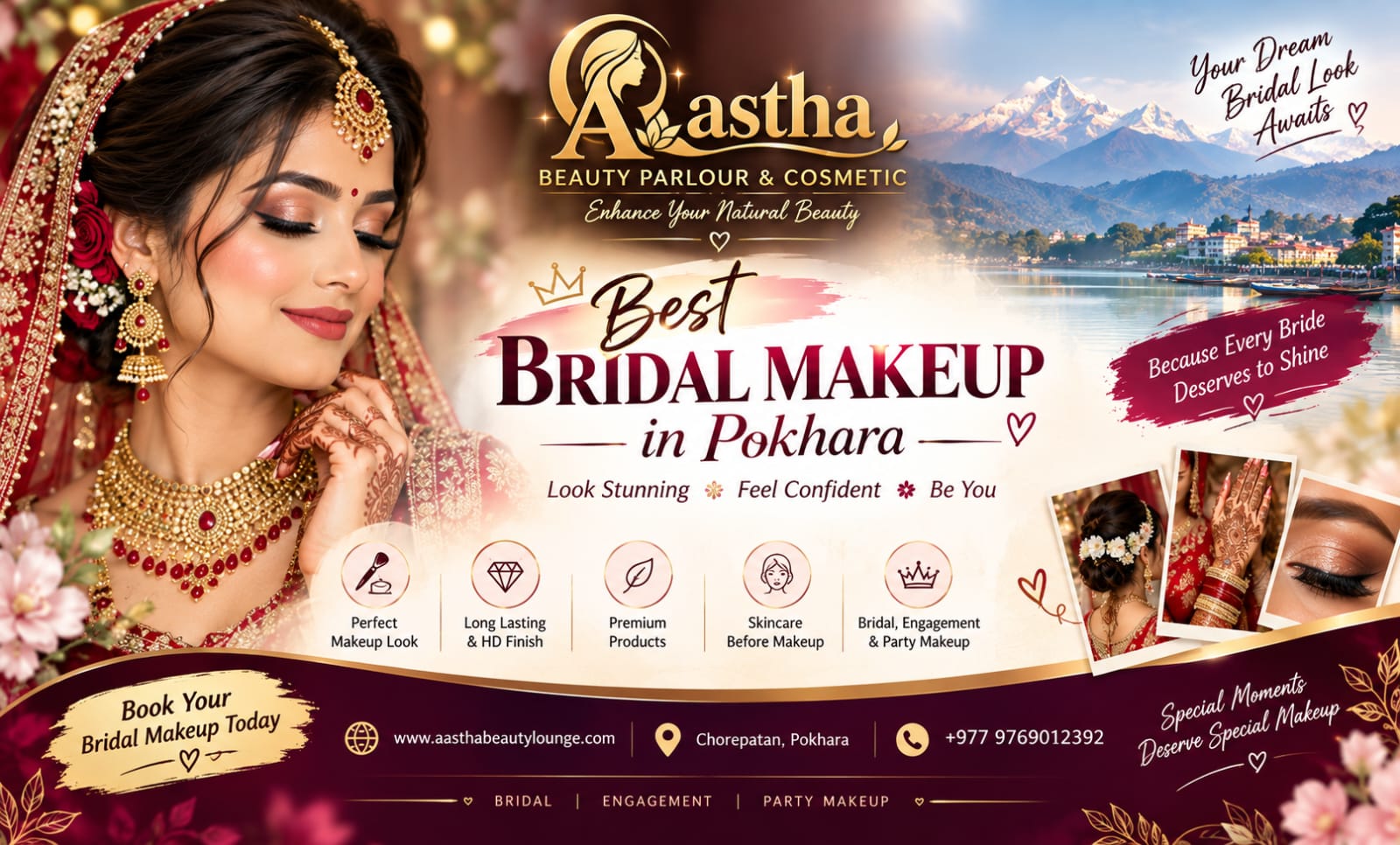 Aastha Beauty Lounge Pokhara for Facial Treatments, Hair Care, Bridal Makeup and Beauty Services